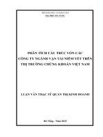 Phân tích cấu trúc vốn các công ty ngành vận tải niêm yết trên thị trường chứng khoán việt nam   luận văn thạc sĩ