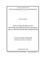 Quản lý thuế giá trị gia tăng đối với doanh nghiệp ngoài quốc doanh tại Chi cục Thuế huyện Kinh môn, tỉnh Hải Dương