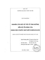 Nghiên cứu một số yếu tố ảnh hưởng đến độ ổn định của dung dịch thuốc nhỏ mắt Norfloxacin