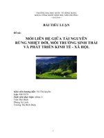 Mối liên hệ giữa tài nguyên rừng nhiệt đới, môi trường sinh thái và phát triển kinh tế xã hội
