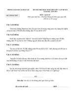 Đề thi học sinh giỏi cấp huyện môn lịch sử lớp 9 năm 2014 2015