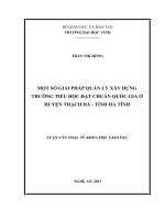 Một số giải pháp quản lý xây dựng trường tiểu học đạt chuẩn quốc gia ở huyện Thạch Hà  tỉnh Hà Tĩnh