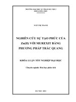 Nghiên cứu sự tạo phức của zn (II) với murexit bằng phương pháp trắc quang 