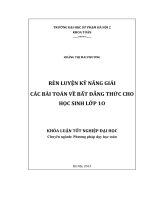 Rèn luyện kỹ năng giải các bài toán về bất đẳng thức cho học sinh lớp 10 
