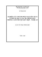 Nghiên cứu thành phần nguyên tố vi lượng B, Mn, Cu, Zn, Mo, trong đất trồng cam ở huyện Quỳ Hợp Nghệ An