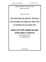 Tích hợp giáo dục dân số   kế hoạch hoá gia đình trong giảng dạy kiến thức di truyền cho học sinh THPT 