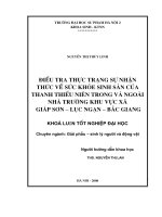 Điều tra thực trạng sự nhận thức về sức khoẻ sinh sản của thanh thiếu niên trong và ngoài nhà trường khu vực xã giáp sơn   lục ngạn   bắc giang
