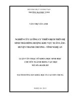 Nghiên cứu lưỡng cư thiên địch trên hệ sinh thái đồng ruộng khu vực Xuân Lâm  huyện Thanh Chương  tỉnh Nghệ An