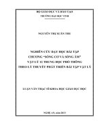 Nghiên cứu dạy học bài tập chương Sóng cơ và sóng âm vật lý 12 trung học phổ thông theo lý thuyết phát triển bài tập vật lý