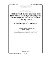 Nghiên cứu đánh giá các đặc tính sinh học của một số dòng đột biến lúa ưu việt ở thế hệ thứ 7 (m7)