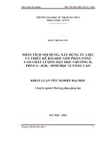 Phân tích nội dung, xây dựng tư liệu và thiết kế bài học góp phần nâng cao chất lượng dạy học chương II, phần 6   SGK   sinh học 12 nâng cao 