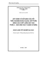 Xây dựng và sử dụng câu hỏi trắc nghiệm khách quan, góp phần nâng cao chất lượng dạy học phần 2   SGK sinh học 10 ( ban cơ bản) 
