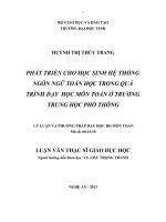 Phát triển cho học sinh hệ thống ngôn ngữ toán học trong quá trình dạy học môn toán ở trường Trung Học Phổ Thông