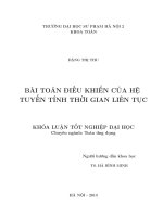 Bài toán điều khiển của hệ tuyến tính thời gian liên tục 