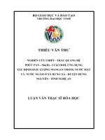 Nghiên cứu chiết trắc quang hệ phức PanMn(II) CCl3COOH, ứng dụng xác định hàm lượng Mangan trong nước mặt và nước ngầm ở xã Hưng Xá Hưng Nguyên tỉnh Nghệ An