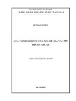 Quá trình nhập cư của người Hoa vào Mỹ thế kỷ XIX  XX