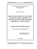 Phân tích nội dung, xây dựng tư liệu dạy học chương i và chương II, phần sinh thái học  sinh học 12   ban cơ bản 