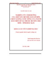 Nghiên cứu ảnh hưởng của một số chỉ tiêu dân số đến chất lượng cuộc sống của người dân một số thuộc huyện chợ mới   tỉnh bắc kạn