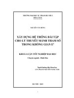 Xây dựng hệ thống bài tapạ cho lý thuyết mảnh tham số trong không gian e3 