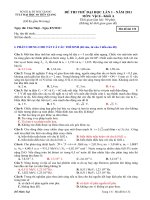 Đề thi thử ĐH lần 1 năm 2011   TTLTĐH 40 Tiền Giang   Bắc Giang