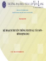 Kế hoạch truyền thông festival tây sơn – bình định 2013