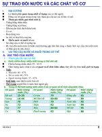 SỰ TRAO đổi nước và các CHẤT vô cơ