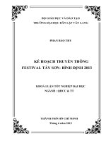 Kế hoạch truyền thông festival tây sơn – bình định 2013