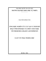 Tổng hợp, nghiên cứu cấu tạo và thăm dò hoạt tính sinh học của phức chất Pd(II) với thiosemicacbazon axetophenon 
