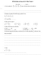 đề thi khảo sát học kỳ 2 môn toán 4