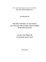 Thu hút vốn đầu tư xây dựng hạ tầng kỹ thuật khu công nghiệp tỉnh thái nguyên