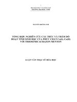 Tổng hợp, nghiên cứu cấu trúc và thăm dò hoạt tính sinh học của phức chất Cu(I), Cu(II) với Thiosemicabazon Menton