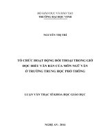 Tổ chức hoạt động đối thoại trong giờ đọc hiểu văn bản của môn Ngữ văn ở trường Trung học phổ thông