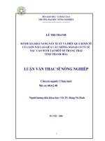 Đánh giá khả năng sản xuất và hiệu quả kinh tế của lợn nái lai giữa các giống ngoại có tỷ lệ nạc cao nuôi tại một số trang trại tỉnh Thanh Hóa