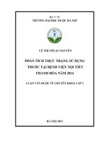 Phân tích thực trạng sử dụng thuốc tại Bệnh viện Nội tiết Thanh Hóa năm 2014