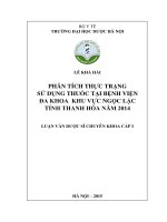 Phân tích thực trạng sử dụng thuốc tại bệnh viện đa khoa khu vực Ngọc Lặc tỉnh Thanh Hóa năm 2014
