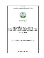 Phân tích hoạt động lựa chọn thuốc tại trung tâm y tế dầu tiếng tỉnh bình dương