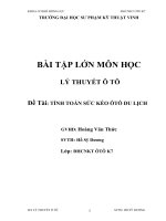 Bài tập lớn lý thuyết ô tô tính toán sức kéo ô tô du lịch (đh SPKT vinh)