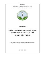 Phân tích thực trạng sử dụng thuốc tại Trung tâm y tế huyện Tân Thành