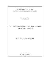 Giải một số phương trình tích phân kỳ dị và áp dụng 