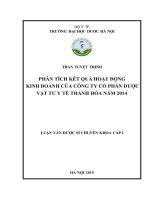 Phân tích kết quả hoạt động kinh doanh của công ty cổ phần dược vật tư y tế Thanh Hóa năm 2014