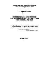 HOẠT ĐỘNG QUẢN lý KÊNH PHÂN PHỐI TRÊN THỊ TRƯỜNG tây bắc của CÔNG TY TNHH NGK COCA COLA VIỆT NAM
