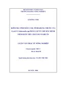 kiểm tra tính mẫn cảm, tính kháng thuốc của E.coli và salmonella spp PHân lập từ chó mắc bệnh viêm ruột tiêu chảy do vi khuẩn