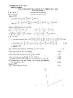 Đáp án Môn Toán 6 HK II năm học 2010   2011