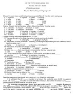 Đề thi thử Đại học Môn Tiếng Anh và đáp án tham khảo