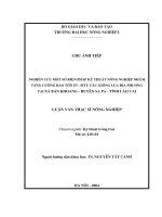 nghiên cứu một số biện pháp kỹ thuật nông nghiệp nhằm tăng cường bảo tồn in - situ các giống lúa địa phương tại xã Bản Khoang - huyện Sa Pa - tỉnh Lào Cai