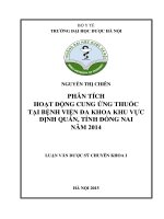 Phân tích hoạt động cung ứng thuốc tại bệnh viện đa khoa khu vực định quán, tỉnh đồng nai năm 2014