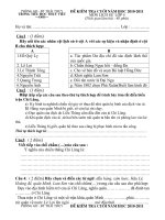 Đề thi cuối năm 10 11 môn  KHOA   SỬ   ĐỊA lớp 4 ( Có đáp án, biểu điểm)