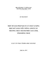 Một số giải pháp quản lý chất lượng đội ngũ giáo viên tiếng Anh ở các trường THCS thành phố Cao Lãnh, tỉnh Đồng Tháp