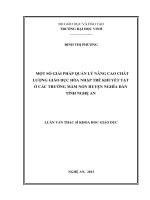 Một số giải pháp quản lý nâng cao chất lượng giáo dục hòa nhập trẻ khuyết tật ở các trường mầm non huyện Nghĩa Đàn tỉnh Nghệ An