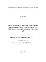 Khoá luận tốt nghiệp thực trạng phát triển trí nhớ của trẻ mẫu giáo trường mầm non ngô quyền thông qua trò chơi đóng vai theo chủ đề